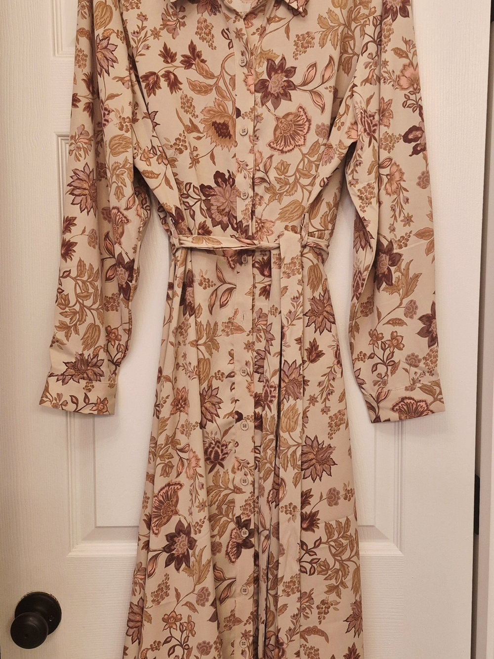 Lucky Brand Pink Floral Long-Sleeve Button Dress